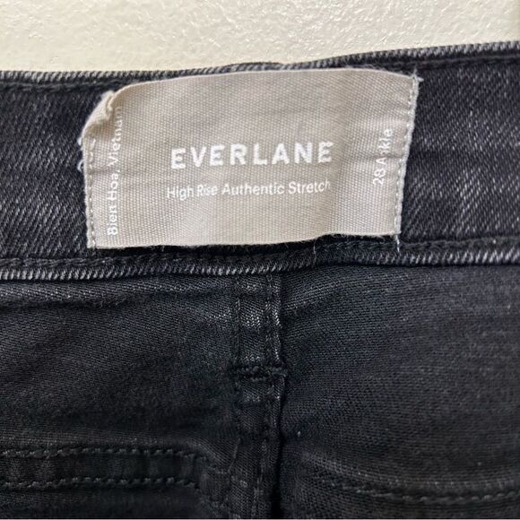 Everlane High Rise Authentic Stretch Skinny Jeans Black Wash Size 28 Ankle - Picture 7 of 8